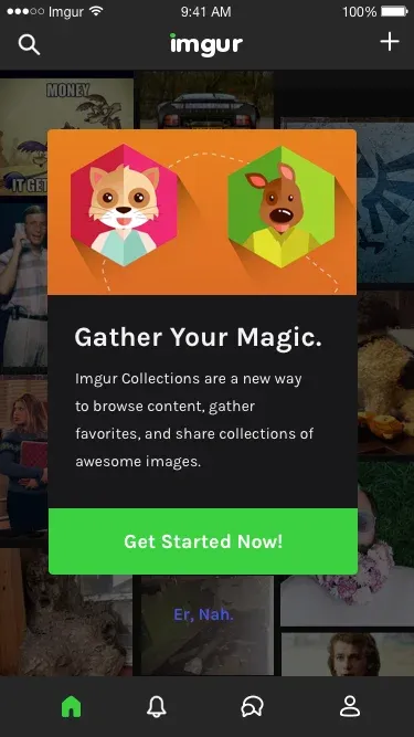 Collections tutorial screens
