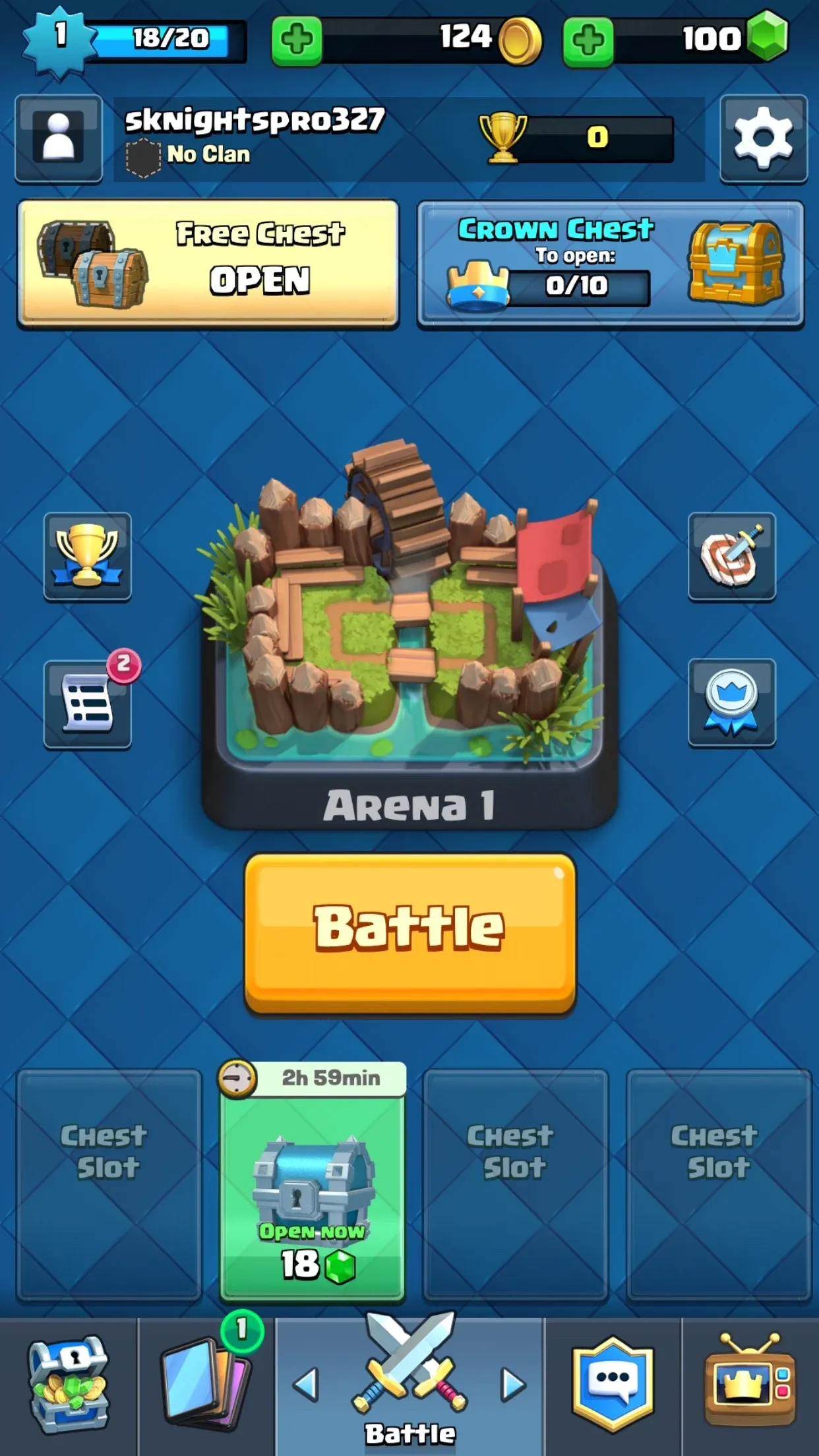 Crown chests and free chests keep players interested after their first loss