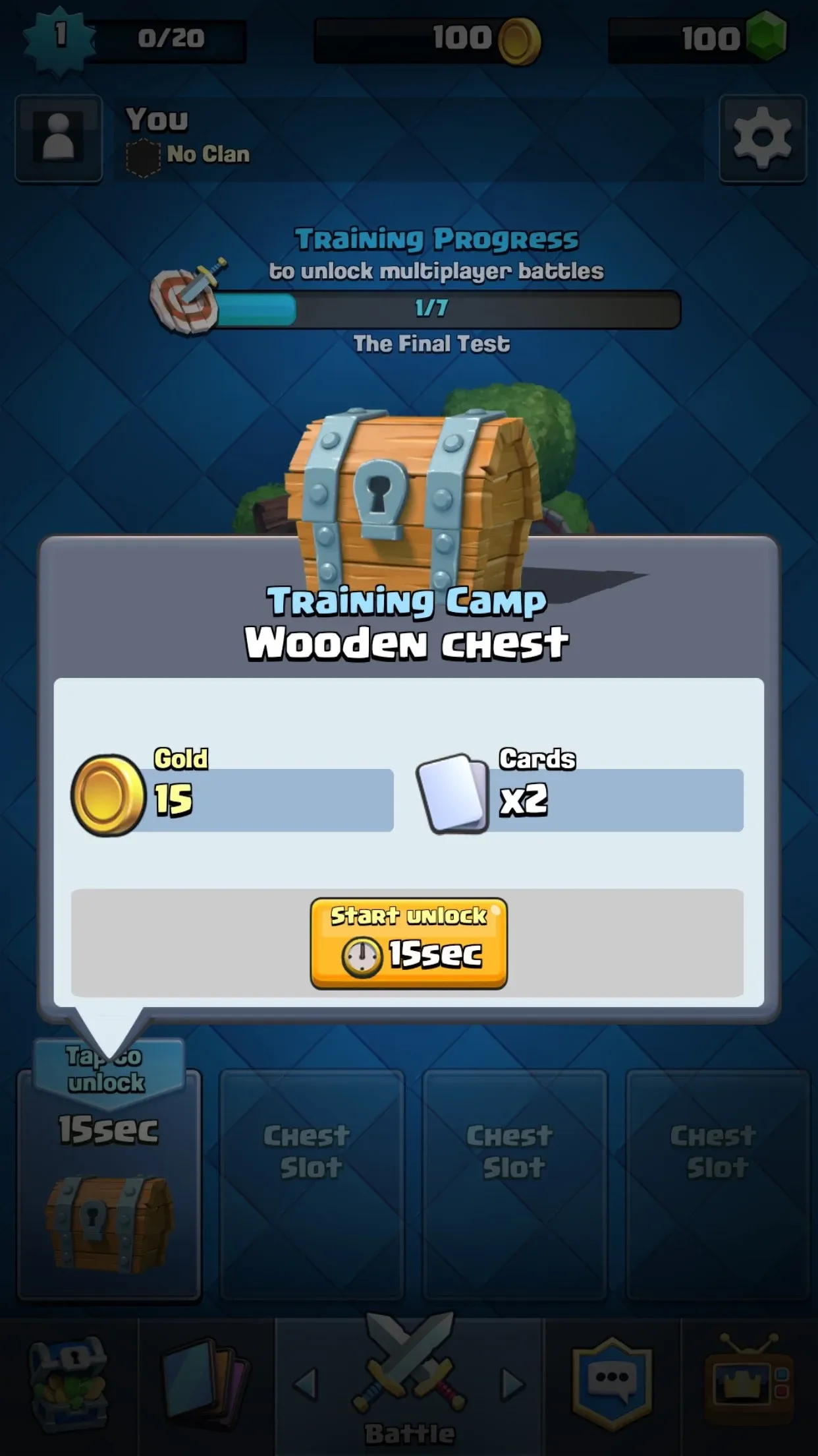 A 15 second timer training camp chest